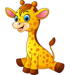 Cartoon baby giraffe sitting © ekyaky