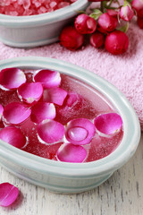 Nail spa enriching treatment with essential oils and rose petals
