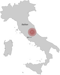 Erdbeben in Abruzzen/ Italien (24. August 2016) - Vektor in Grau