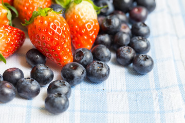Fresh strawberries and blueberries
