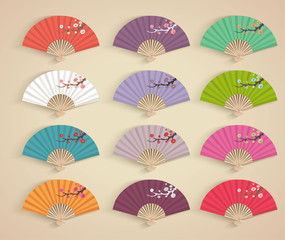 Set of decorative folding fans.