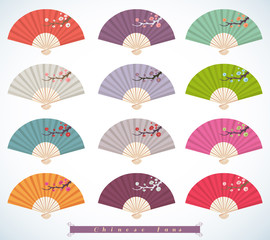 Set of decorative folding fans.