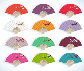 Set of decorative folding fans.