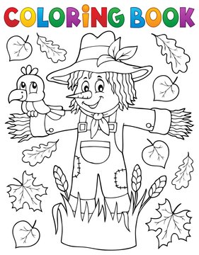 Coloring book scarecrow theme 1