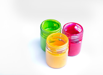 Paint in plastic jars
