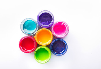 Paint in plastic jars