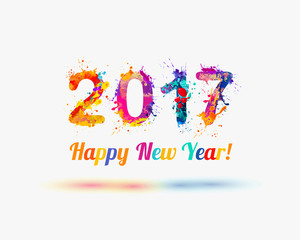 Congratulation card. Happy New Year 2017