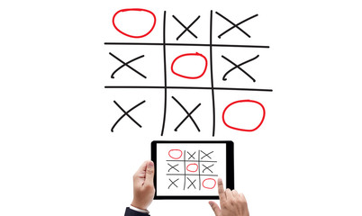 XO game of tic tac toe game  close up ox (Hand drawn tic-tac-toe