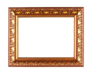 antique golden frame isolated on white background