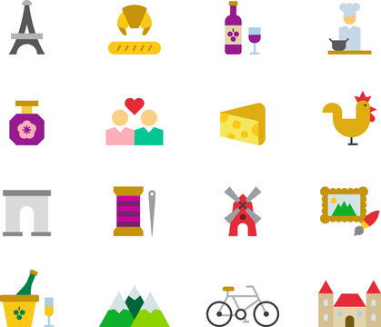 FRANCE colored flat icons