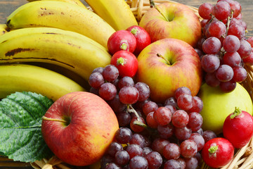The fruits are eaten throughout the year and useful.
A variety of fruit in a basket