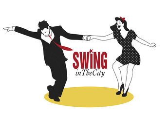 Young couple dancing swing, rock'n roll or lindy hop