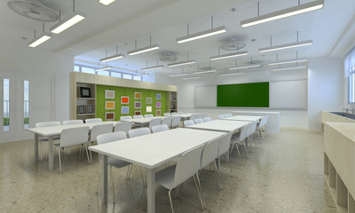 Fototapeta na wymiar 3d illustration of a modern classroom