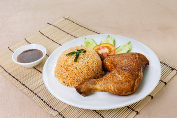 fried chicken with sticky rice  