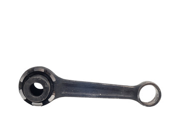 Broken and used piston rod with accessories