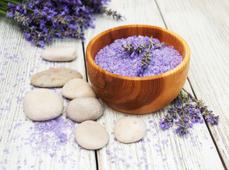 Fototapeta na wymiar Lavender and massage salt