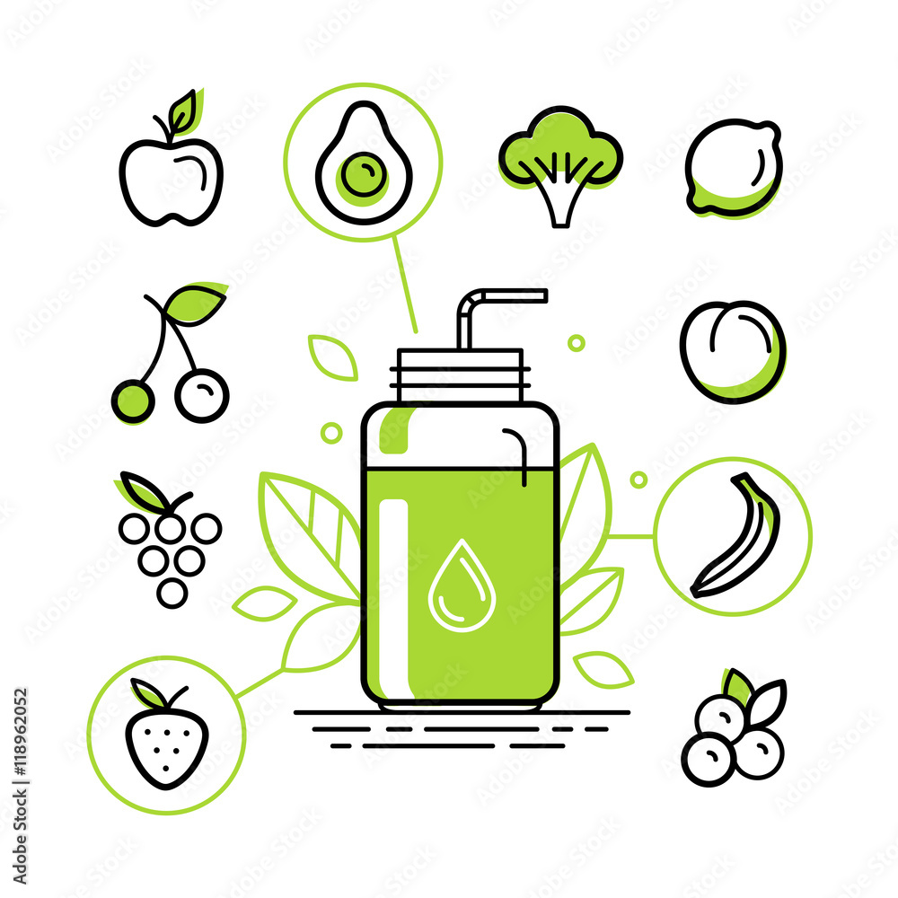 Poster healthy smoothie constructor infographics design elements