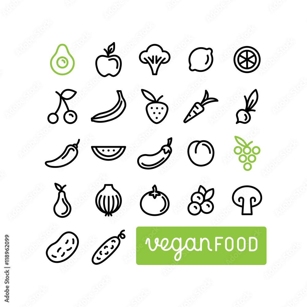 Poster Vector set of icons and illustrations in trendy linear style