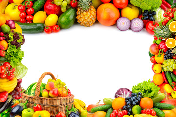 Frame from a variety of vegetables and fruits.