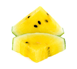 yellow watermelon slices on white background