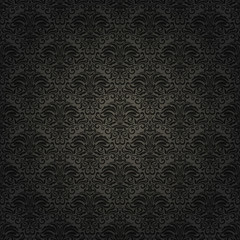 Seamless background of black color in the style of baroque