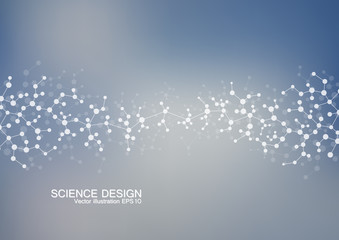 Structure molecule of DNA and neurons. Structural atom. Chemical compounds. Medicine, science, technology concept. Geometric abstract background. Vector illustration for your design.