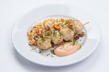 chicken kebab with rice
