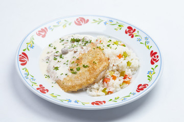 schnitzel with rice