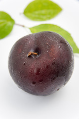 fresh ripe plums