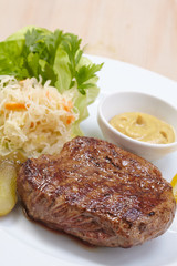 steak with cabbage salad