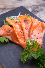 Sliced smoked salmon