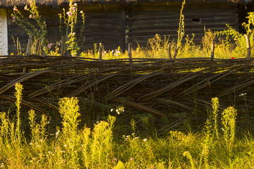 Braided Fence of Old Rural Farmhouse