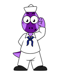 Illustration of a Pachycephalosaurus Navy sailor.
