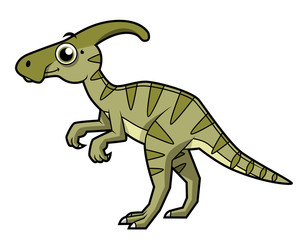 Cute illustration of a Parasaurolophus dinosaur.