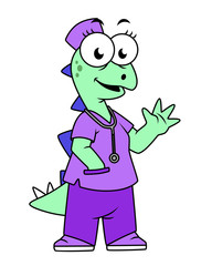 Illustration of a Stegosaurus nurse.