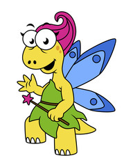 Cartoon illustration of a fairysaur dinosaur.