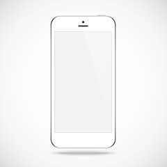 smartphone white color with blank touch screen isolated on the grey background. stock vector illustration eps10