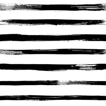 Abstract vector seamless pattern with black and white striped. V