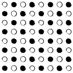 Abstract vector seamless pattern with grunge ink circle. Vintage