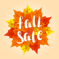 Fall  sale. Seasonal sale banner design with fall leaves