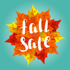 Fall sale . Seasonal sale banner design with fall leaves