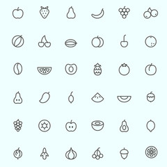 Fruit icons, simple and thin line design