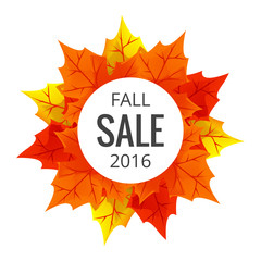 Fall sale . Seasonal sale banner design with fall leaves