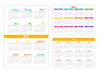 Horizontal and vertical pocket calendar