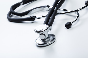 Medical stethoscope or phonendoscope isolated on white background