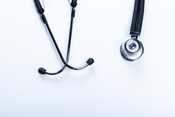 Medical stethoscope or phonendoscope isolated on white background