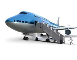 Boarding plane / 3d render image representing a boarding plane