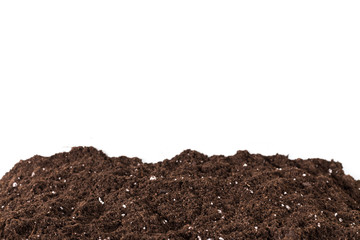 Soil or dirt section isolated on white background