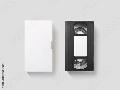 Blank White Video Cassette Tape Mockup Isolated Top View Clipping Path Clear Vhs Cassete Case Design Mock Up Retro Tv Videotape Cover Template Analog Movie Casette Box Copy With Sticker Wall Mural Alexandr