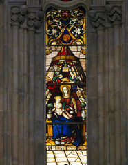 Stained Glass in Batalha Monastery - Madonna and Child © jorisvo